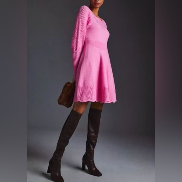 Anthropologie Dresses & Skirts - Anthropologie Pointelle Sweater Dress Size XL